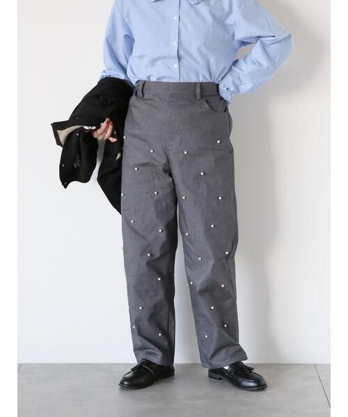 ehka sopo(エヘカソポ)の「パール付パンツ(その他パンツ・レディース・ブラック/グレー/ネイビー・F)」の1枚目の写真