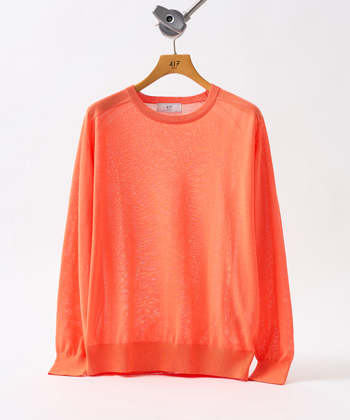 417 EDIFICE（フォーワンセブンエディフィス）の「Anti pilling / アンチピリング シルキークルー（ニット/セーター・メンズ・ベージュ/ネイビー/オレンジ/グレー/ブルー・SMALL/MEDIUM/LARGE）」の5枚目の写真