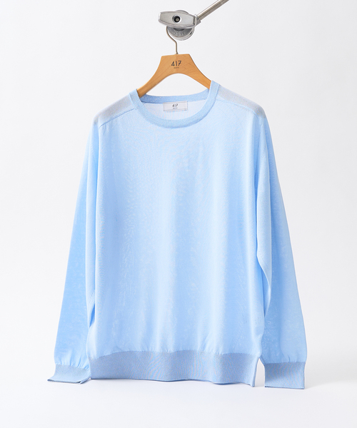 417 EDIFICE（フォーワンセブンエディフィス）の「Anti pilling / アンチピリング シルキークルー（ニット/セーター・メンズ・ベージュ/ネイビー/オレンジ/グレー/ブルー・SMALL/MEDIUM/LARGE）」の4枚目の写真