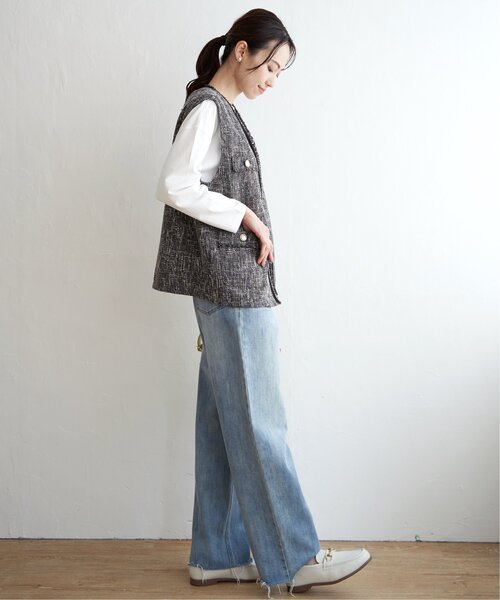 ikka（イッカ）の「ツイードベスト（ダウンベスト・レディース・グレー・S/M/L）」の4枚目の写真