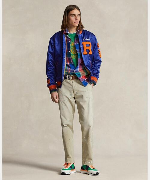 ポロラルフローレン LETTERMAN JACKET サテン パッチ スタジャン POLO RALPH LAUREN ポロ ラルフローレン サテン バーシティ
