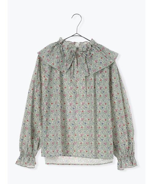 TSUHARU by Samansa Mos2（ツハルバイサマンサモスモス）の「【LIBERTY】Windora柄フリルカラーブラウス（シャツ/ブラウス・レディース・ブルー/グリーン・F）」の9枚目の写真
