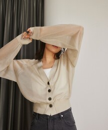 EMMEL REFINES | <EMMEL REFINES>EM HW シアーラメ Vネック カーディガン(カーディガン/ボレロ)