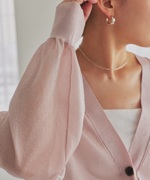 EMMEL REFINES(エメルリファインズ)の「<EMMEL REFINES>EM HW シアーラメ Vネック カーディガン(カーディガン/ボレロ・レディース・ライム/ライトグレー/ライトピンク/ブラック・FREE)」の15枚目の写真