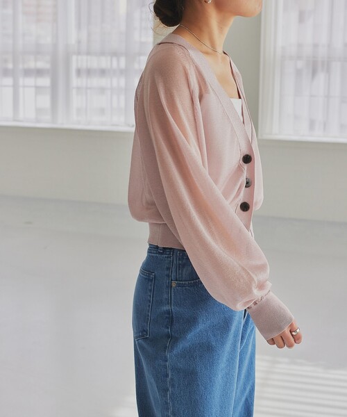 EMMEL REFINES(エメルリファインズ)の「<EMMEL REFINES>EM HW シアーラメ Vネック カーディガン(カーディガン/ボレロ・レディース・ライム/ライトグレー/ライトピンク/ブラック・FREE)」の17枚目の写真