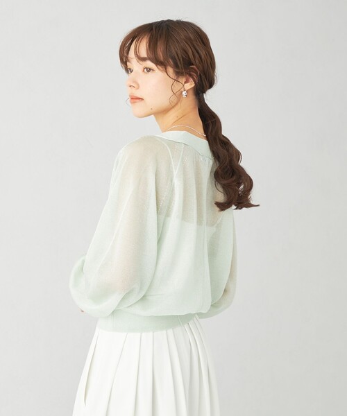 EMMEL REFINES(エメルリファインズ)の「<EMMEL REFINES>EM HW シアーラメ Vネック カーディガン(カーディガン/ボレロ・レディース・ライム/ライトグレー/ライトピンク/ブラック・FREE)」の11枚目の写真