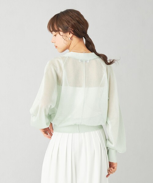 EMMEL REFINES(エメルリファインズ)の「<EMMEL REFINES>EM HW シアーラメ Vネック カーディガン(カーディガン/ボレロ・レディース・ライム/ライトグレー/ライトピンク/ブラック・FREE)」の12枚目の写真