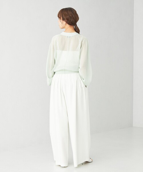 EMMEL REFINES(エメルリファインズ)の「<EMMEL REFINES>EM HW シアーラメ Vネック カーディガン(カーディガン/ボレロ・レディース・ライム/ライトグレー/ライトピンク/ブラック・FREE)」の6枚目の写真