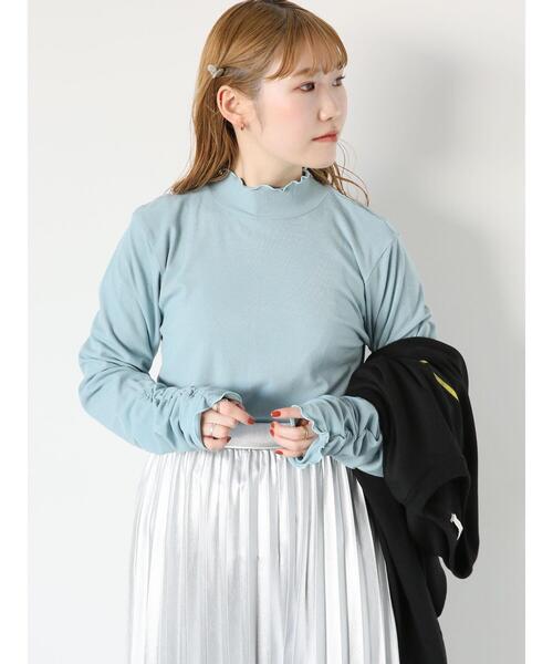 ehka sopo(エヘカソポ)の「袖くしゅくしゅハイネックカットソー(Tシャツ/カットソー・レディース・オフホワイト/サックスブルー/ブラック・F)」の5枚目の写真