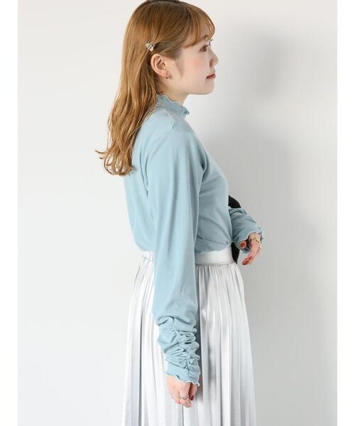 ehka sopo(エヘカソポ)の「袖くしゅくしゅハイネックカットソー(Tシャツ/カットソー・レディース・オフホワイト/サックスブルー/ブラック・F)」の6枚目の写真