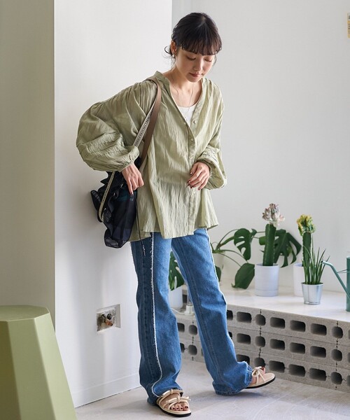 FREAK'S STORE（フリークスストア）の「インド シングルガーゼブラウス（シャツ/ブラウス・レディース・ブラック/ブルーグリーン/オフホワイト/ラベンダー・ﾌﾘ-）」の12枚目の写真