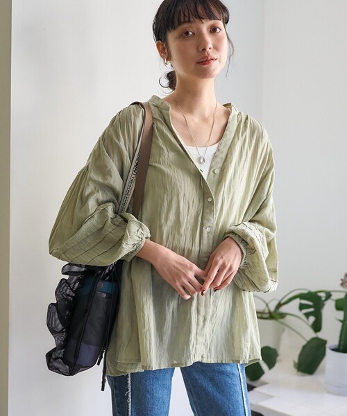 FREAK'S STORE（フリークスストア）の「インド シングルガーゼブラウス（シャツ/ブラウス・レディース・ブラック/ブルーグリーン/オフホワイト/ラベンダー・ﾌﾘ-）」の13枚目の写真