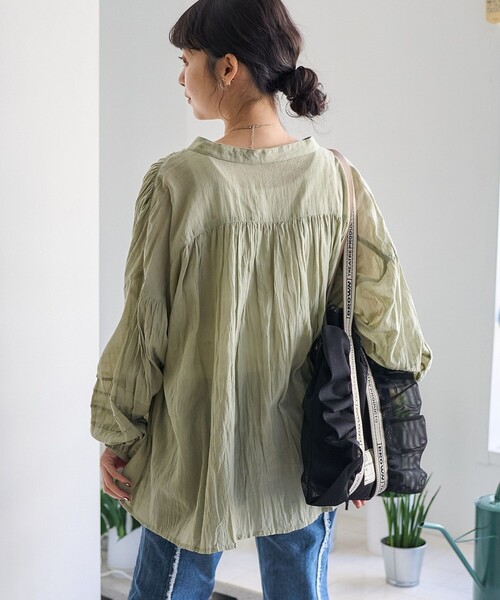 FREAK'S STORE（フリークスストア）の「インド シングルガーゼブラウス（シャツ/ブラウス・レディース・ブラック/ブルーグリーン/オフホワイト/ラベンダー・ﾌﾘ-）」の6枚目の写真