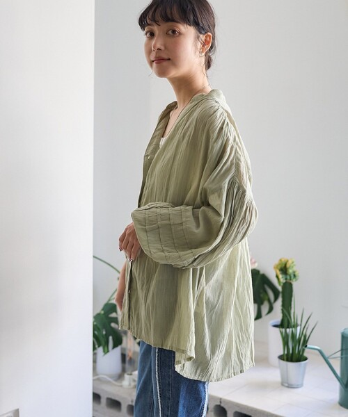 FREAK'S STORE（フリークスストア）の「インド シングルガーゼブラウス（シャツ/ブラウス・レディース・ブラック/ブルーグリーン/オフホワイト/ラベンダー・ﾌﾘ-）」の7枚目の写真