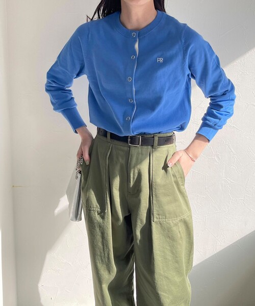 fredy emue（フレディエミュ）の「COTTON100 BASIC カーディガン（カーディガン/ボレロ・レディース・チャコールグレー/オフホワイト/ブルー・38）」の22枚目の写真