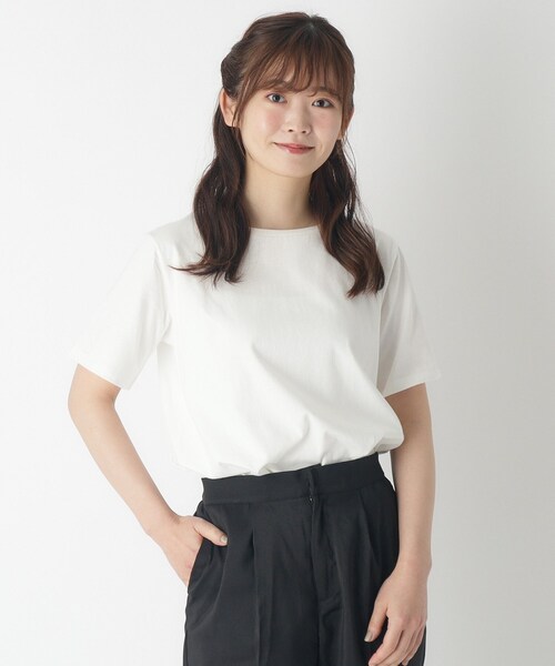 LAURA ASHLEY(ローラアシュレイ)の「【綿100%/ストレッチ】ベーシックTシャツ(Tシャツ/カットソー・レディース・ホワイト/ネイビー/ナチュラル・40/38)」の21枚目の写真
