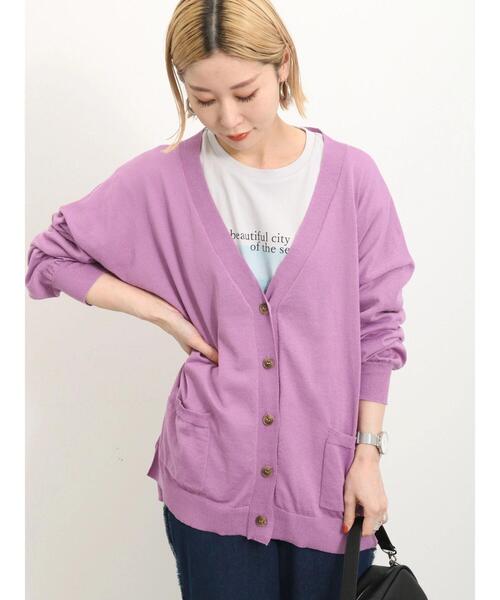 Samansa Mos2 blue（サマンサモスモスブルー）の「マルチスタイルVカーディガン（カーディガン/ボレロ・レディース・シルバーグレー/パープル/ミント/ベージュ/ブラック/オフホワイト/ブルー・L/M）」の7枚目の写真