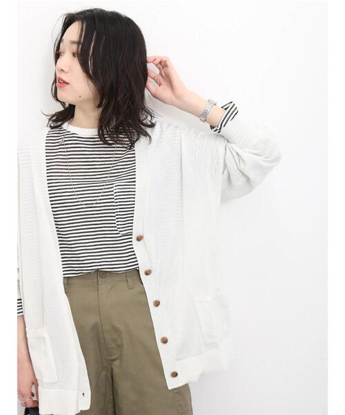 Samansa Mos2 blue（サマンサモスモスブルー）の「マルチスタイルVカーディガン（カーディガン/ボレロ・レディース・シルバーグレー/パープル/ミント/ベージュ/ブラック/オフホワイト/ブルー・L/M）」の2枚目の写真