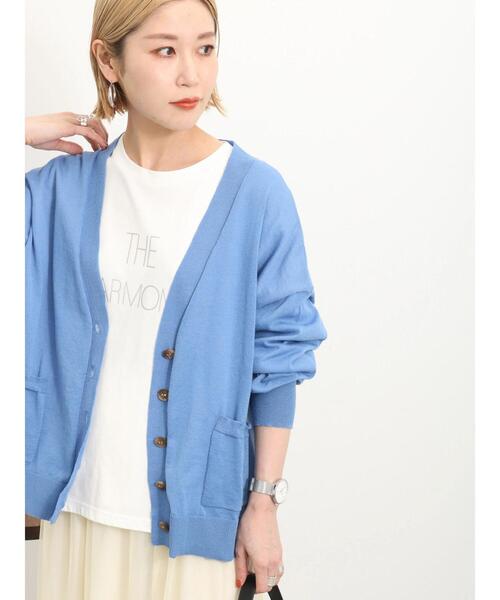 Samansa Mos2 blue（サマンサモスモスブルー）の「マルチスタイルVカーディガン（カーディガン/ボレロ・レディース・シルバーグレー/パープル/ミント/ベージュ/ブラック/オフホワイト/ブルー・L/M）」の6枚目の写真