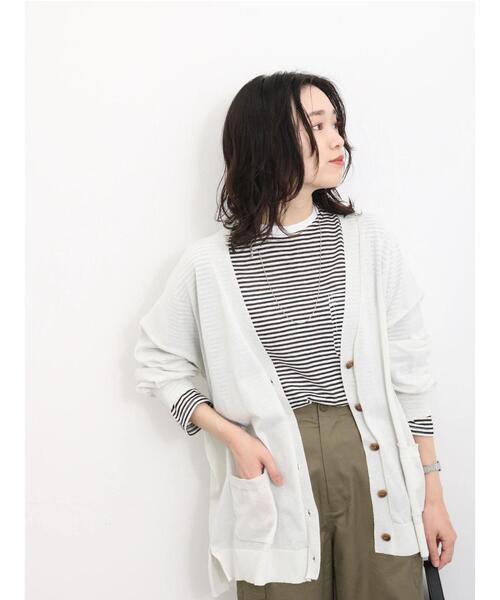 Samansa Mos2 blue（サマンサモスモスブルー）の「マルチスタイルVカーディガン（カーディガン/ボレロ・レディース・シルバーグレー/パープル/ミント/ベージュ/ブラック/オフホワイト/ブルー・L/M）」の10枚目の写真