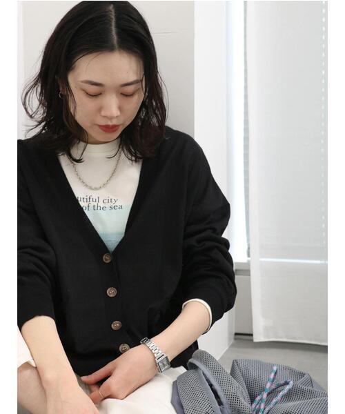 Samansa Mos2 blue（サマンサモスモスブルー）の「マルチスタイルVカーディガン（カーディガン/ボレロ・レディース・シルバーグレー/パープル/ミント/ベージュ/ブラック/オフホワイト/ブルー・L/M）」の13枚目の写真