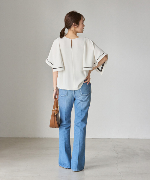 Noble（ノーブル）の「ラダーラインケープフレアブラウス（シャツ/ブラウス・レディース・ブラック/ホワイト系その他・FREE）」の10枚目の写真