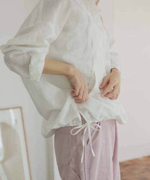 URBAN RESEARCH DOORS（アーバンリサーチドアーズ）の「ラミーコットンパーカー（パーカー・レディース・ネイビー/オフホワイト/ナチュラル・MEDIUM）」の7枚目の写真