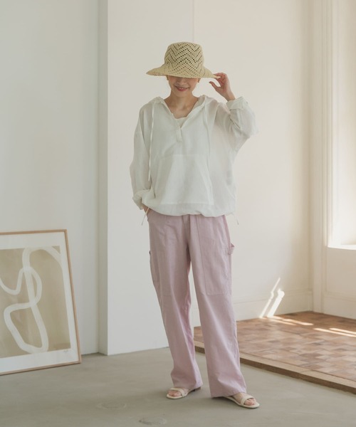 URBAN RESEARCH DOORS（アーバンリサーチドアーズ）の「ラミーコットンパーカー（パーカー・レディース・ネイビー/オフホワイト/ナチュラル・MEDIUM）」の8枚目の写真