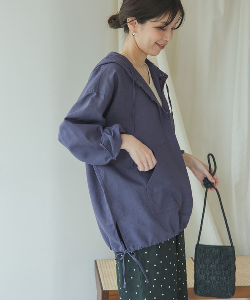 URBAN RESEARCH DOORS（アーバンリサーチドアーズ）の「ラミーコットンパーカー（パーカー・レディース・ネイビー/オフホワイト/ナチュラル・MEDIUM）」の13枚目の写真