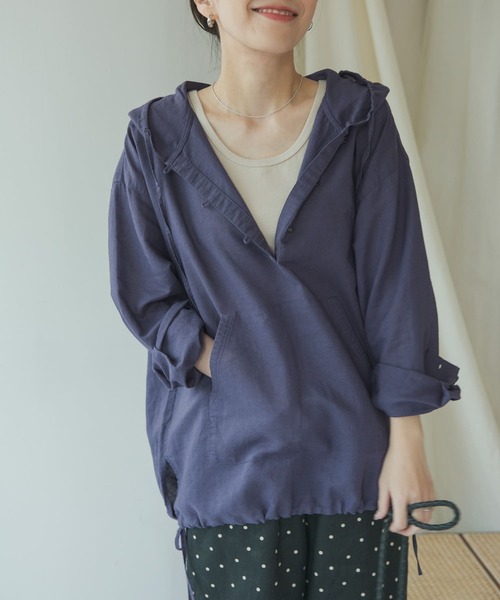 URBAN RESEARCH DOORS（アーバンリサーチドアーズ）の「ラミーコットンパーカー（パーカー・レディース・ネイビー/オフホワイト/ナチュラル・MEDIUM）」の15枚目の写真