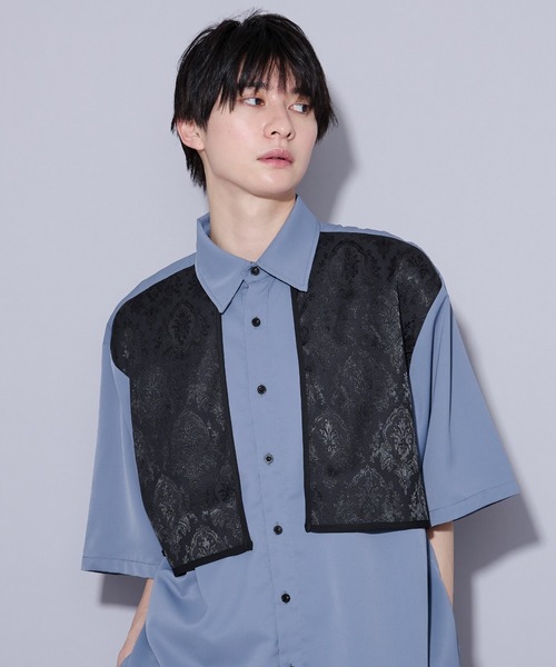 Ellno Loset(エルノロゼット)の「ジャガードフラシシャツ(シャツ/ブラウス・メンズ・ブルー系その他/ブラック/オフホワイト・LARGE/SMALL/MEDIUM)」の3枚目の写真