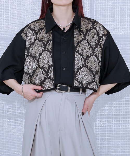 Ellno Loset(エルノロゼット)の「ジャガードフラシシャツ(シャツ/ブラウス・メンズ・ブルー系その他/ブラック/オフホワイト・LARGE/SMALL/MEDIUM)」の18枚目の写真