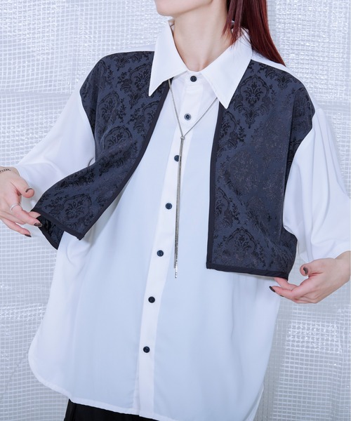 Ellno Loset(エルノロゼット)の「ジャガードフラシシャツ(シャツ/ブラウス・メンズ・ブルー系その他/ブラック/オフホワイト・LARGE/SMALL/MEDIUM)」の7枚目の写真