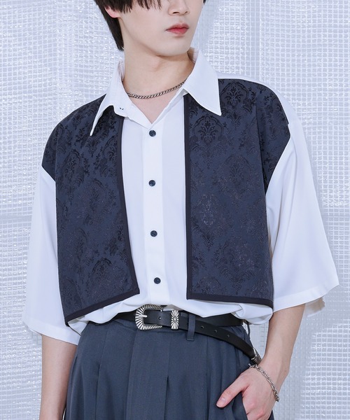Ellno Loset(エルノロゼット)の「ジャガードフラシシャツ(シャツ/ブラウス・メンズ・ブルー系その他/ブラック/オフホワイト・LARGE/SMALL/MEDIUM)」の11枚目の写真