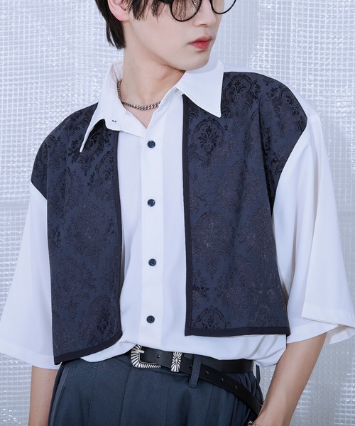 Ellno Loset(エルノロゼット)の「ジャガードフラシシャツ(シャツ/ブラウス・メンズ・ブルー系その他/ブラック/オフホワイト・LARGE/SMALL/MEDIUM)」の13枚目の写真