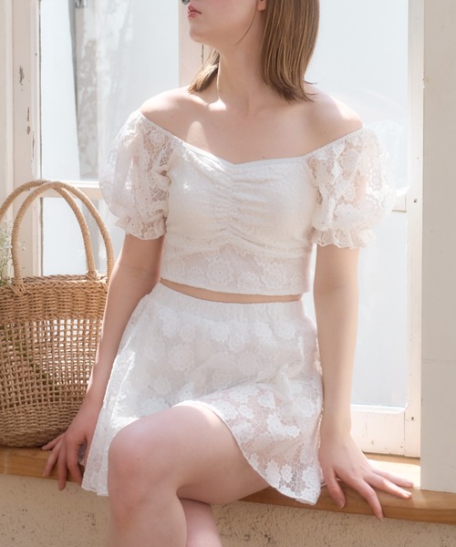 mellowneon（メロウネオン）の「2wayレース水着 / スイムウェア / 2点セット / スカート水着（水着・レディース・アイボリー/ブラック/ホワイト・FREE）」の19枚目の写真