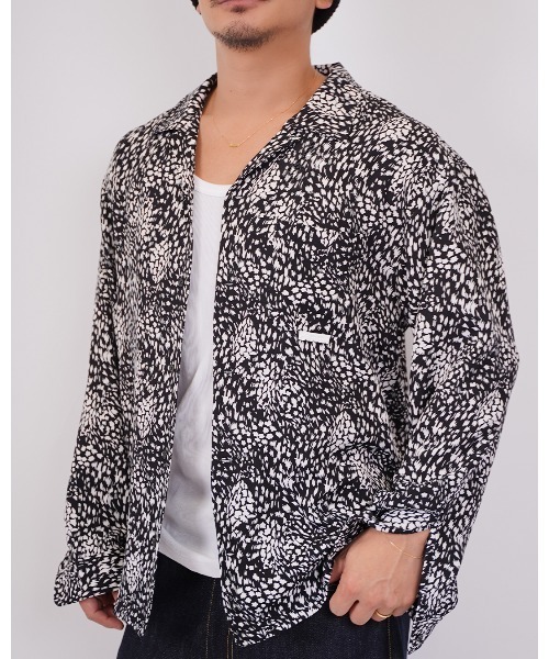 #Re:room(リルーム)の「レオパードオープンカラーロングスリーブシャツ(シャツ/ブラウス・メンズ・ホワイト/ブラック・M-L/S-M)」の2枚目の写真