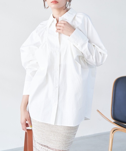 VIS（ビス）の「【洗える】モモンガビックシルエットシャツ（シャツ/ブラウス・レディース・クリーム/サックスブルー/ホワイト系その他・FREE）」の2枚目の写真