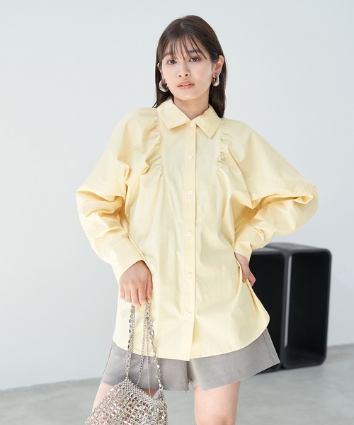 VIS（ビス）の「【洗える】モモンガビックシルエットシャツ（シャツ/ブラウス・レディース・クリーム/サックスブルー/ホワイト系その他・FREE）」の4枚目の写真