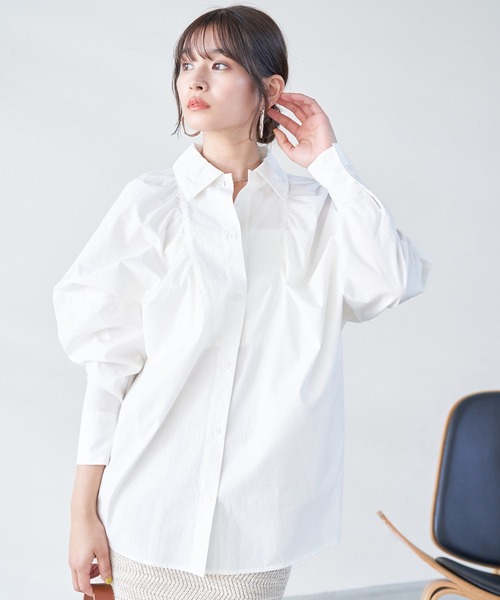 VIS（ビス）の「【洗える】モモンガビックシルエットシャツ（シャツ/ブラウス・レディース・クリーム/サックスブルー/ホワイト系その他・FREE）」の11枚目の写真