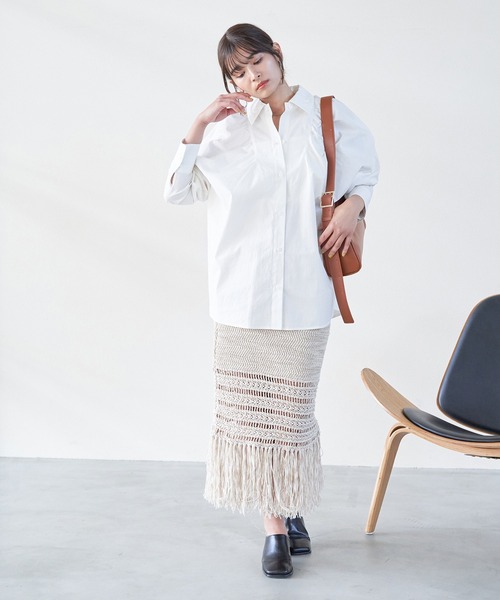 VIS（ビス）の「【洗える】モモンガビックシルエットシャツ（シャツ/ブラウス・レディース・クリーム/サックスブルー/ホワイト系その他・FREE）」の14枚目の写真