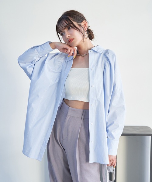 VIS（ビス）の「【洗える】モモンガビックシルエットシャツ（シャツ/ブラウス・レディース・クリーム/サックスブルー/ホワイト系その他・FREE）」の16枚目の写真