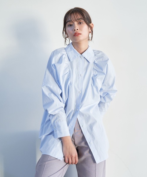 VIS（ビス）の「【洗える】モモンガビックシルエットシャツ（シャツ/ブラウス・レディース・クリーム/サックスブルー/ホワイト系その他・FREE）」の18枚目の写真