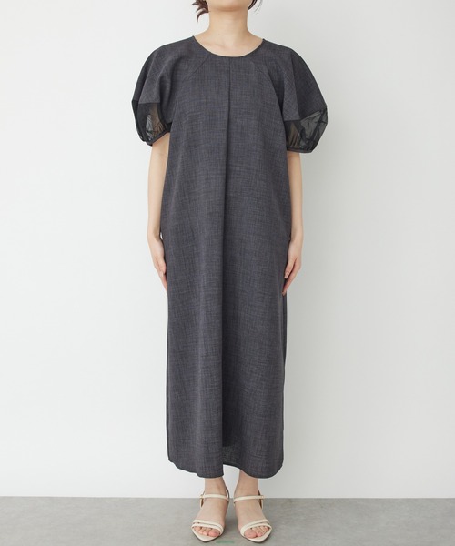 un dix cors（アンディコール）の「《オケージョン》シアー袖切替ワンピース（ドレス・レディース・チャコールグレー/ブラック・FREE）」の9枚目の写真