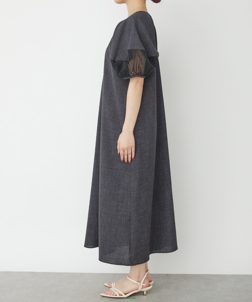 un dix cors（アンディコール）の「《オケージョン》シアー袖切替ワンピース（ドレス・レディース・チャコールグレー/ブラック・FREE）」の10枚目の写真