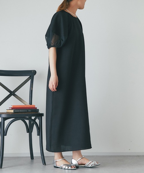 un dix cors（アンディコール）の「《オケージョン》シアー袖切替ワンピース（ドレス・レディース・チャコールグレー/ブラック・FREE）」の21枚目の写真