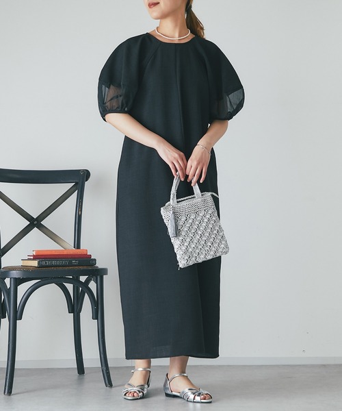 un dix cors（アンディコール）の「《オケージョン》シアー袖切替ワンピース（ドレス・レディース・チャコールグレー/ブラック・FREE）」の20枚目の写真