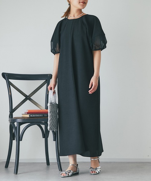 un dix cors（アンディコール）の「《オケージョン》シアー袖切替ワンピース（ドレス・レディース・チャコールグレー/ブラック・FREE）」の17枚目の写真