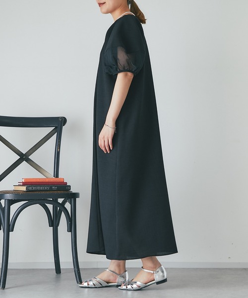 un dix cors（アンディコール）の「《オケージョン》シアー袖切替ワンピース（ドレス・レディース・チャコールグレー/ブラック・FREE）」の19枚目の写真