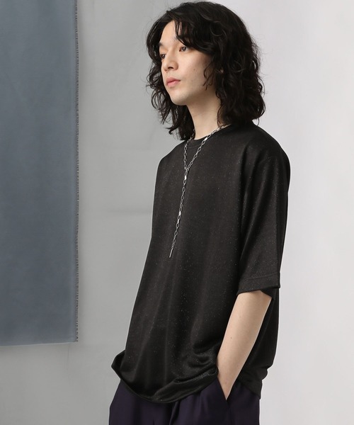 HARE（ハレ）の「ラメデザインポンチカット(HARE)（Tシャツ/カットソー・メンズ・グレー/ブラック・MEDIUM/SMALL）」の4枚目の写真